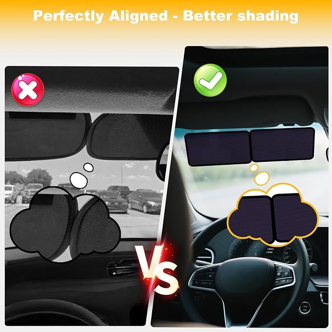 XCBYT Static Cling Car Window Sahdes for Driver Side Window, 2-Pack | Block glare from different angles at any time. Clean the glass before to ensure a secure bond. See-through view - Image 7