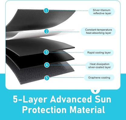 Car Windshield Sun Shade Umbrella, Heat Insulation & Sun Reflective Shield, Telescopic Quick Setup Front Window Sunshade, Universal Portable Cover for Most Vehicles (Silver) - Image 5