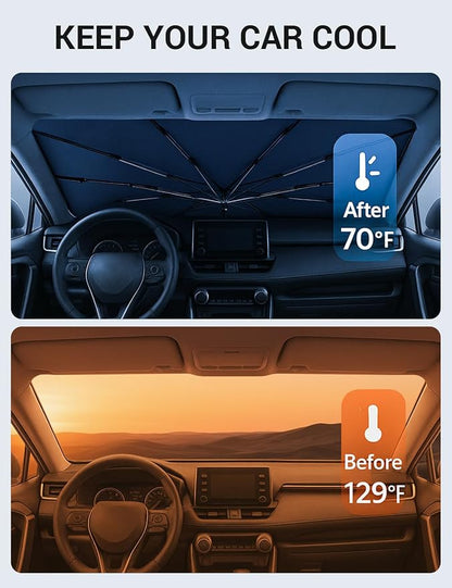 Proadsy Custom Fit Windshield Sun Shade Umbrella for 2019-2026 Toyota RAV4 | Advanced Ice Crystal Material, -54°F Cooler, Zero-Gap Sunblock, Instant Setup & Foldable Design for Summer Parking, Daily Use - Image 2