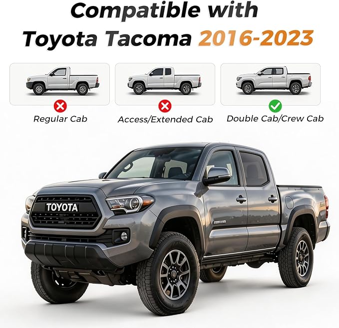 Coverado Tacoma Leather Seat Covers, Car Seat Covers Custom Fit for 2005-2023 Toyota Tacoma Double & Crew Cab SR SR5 Limited TRD Sport/Pro/Off Road (Fullset, Red) - Image 6