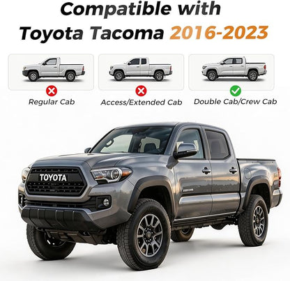 Coverado Tacoma Seat Covers Full Set, Faux Leather Seat Covers Custom Fit for 2016-2023 Toyota Tacoma Double/Crew Cab Base Prerunner SR5 Limited TRD Sport Interior Covers (White Line) - Image 7