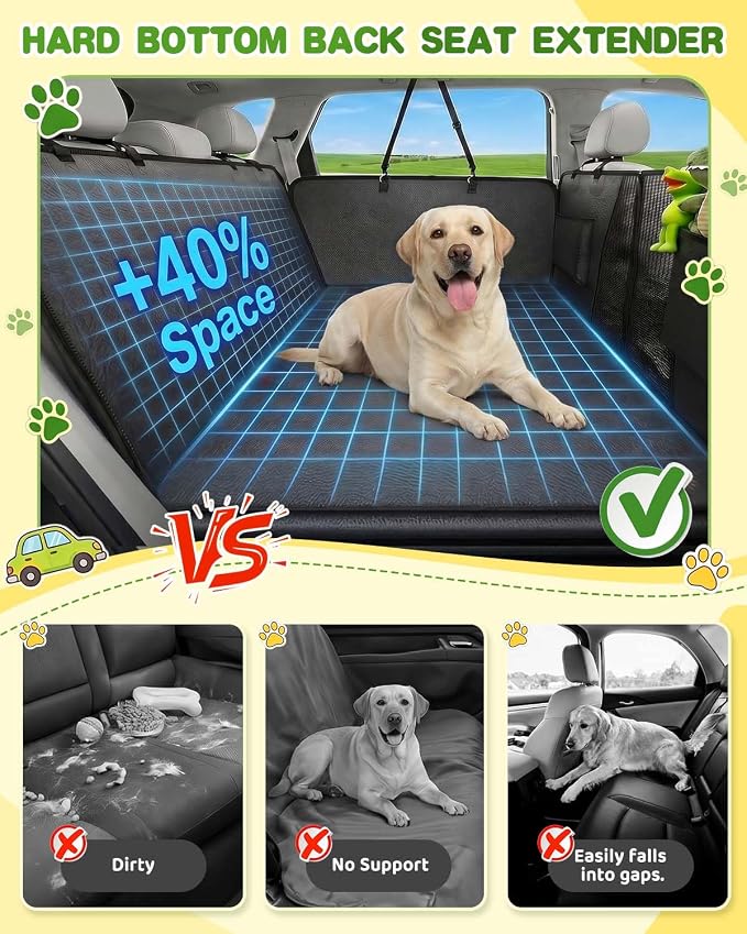 Victoper Dog Car Seat Cover, 600D Heavy Dute Car Seat Cover for Dogs Pets,100% Waterproof Anti-Scratch Nonslip Dog Hammock for Cars, Hard Bottom Seat Covers Protector for Sedan SUV Truck PU Leather - Image 2