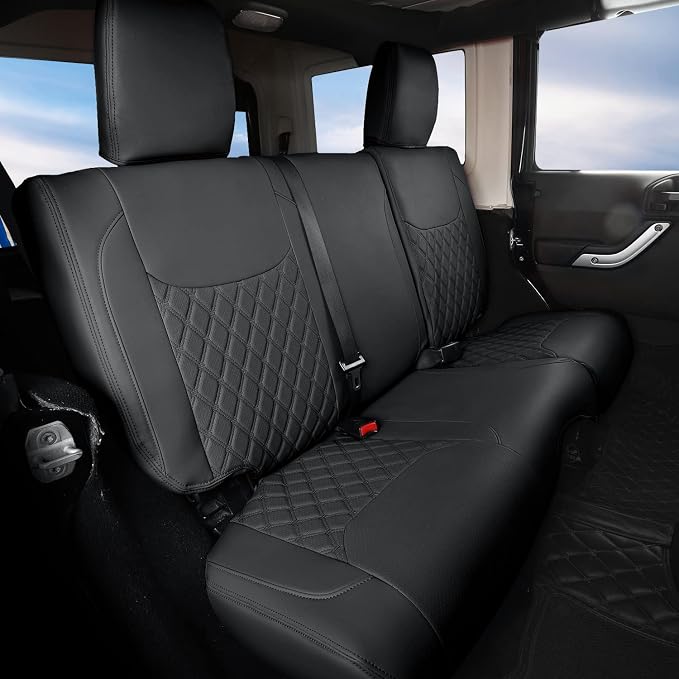 GIANT PANDA Wrangler JK Seat Covers Custom Fit for Jeep Wrangler,Premium Waterproof Faux Leather, 2013 2014 2015 2016 2017 JK 4 Door Full Set (Black) - Image 8