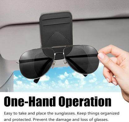 Sunglass and Card Holder for Car Visor, 2 Card Slots Visor Glasses Clip, Strong Magnetic Visor Holder, Visor Accessories for Cars SUV(Beige 1Pc) - Image 2
