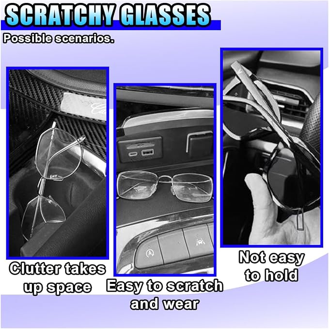 2PCS Magnetic Sunglass Holder for Car Sun Visor (Orange) | Leather Vehicle Glasses Eyeglass Mount & Ticket Card Clip, Auto Interior Visor Accessories, Universal for Car SUV Truck - Image 4