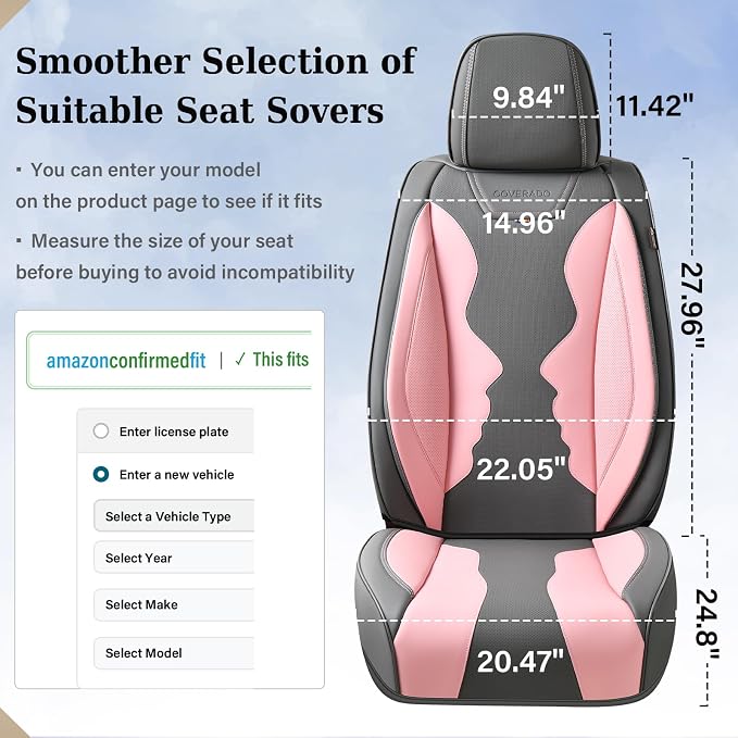 Coverado Car Seat Covers, Front Covers for Cars, Car Seat Cover Front Seats, Automotive Seat Cover, Waterproof, Leather Car Seat Cushion, Universal Interior Seat Protectors for Most Cars - Image 6