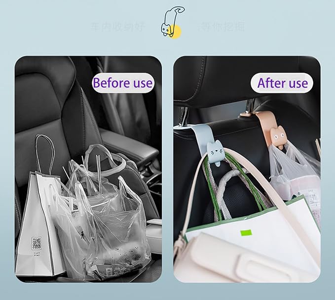 Fashion Car Seat Back Organizers, 4 Pack Universal Headrest Hooks, Bag Holder, Automobile Seat Back Hanger for Purse Bags and Coats (Random Color) - Image 2