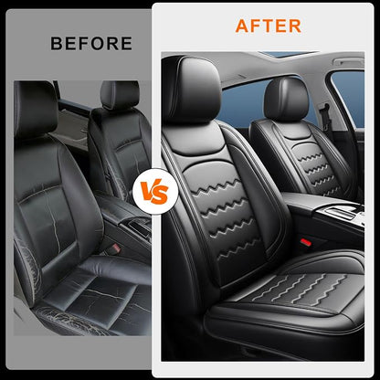 Forte Car Seat Covers Custom Fit for Kia Forte 2010-2024, Full Coverage Leather Waterproof Breathable Seat Covers, Automotive Seat Protectors, Airbag Compatible(2 Front Seats, Black) - Image 6