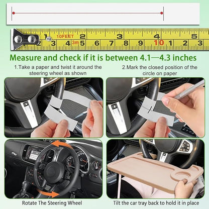 Car Steering Wheel Desk, Portable Car Tray, Durable Multi-Functional Travel Workstation with Cup Holder, Car Essentials Portable Laptop Tray & Eating Table for Most Vehicles Road Trip (Beige) - Image 6