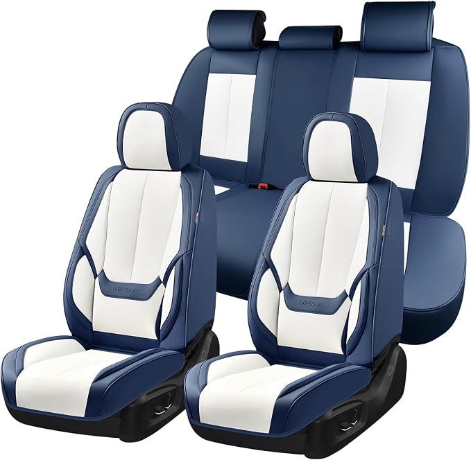 Coverado Car Seat Covers, Seat Covers for Cars, Waterproof Leather Auto Seat Protectors, Leather Car Seat Cushion, Car Interiors Accessories Universal Fit for Most Cars by COVERADOAUTO