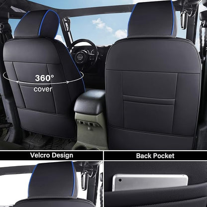 Coverado Seat Covers 4-Door Fullset for Jeep Wrangler JK, Waterproof Blue Car Seat Covers for Truck Automotive Seat Covers Custom Fit for 2007-2017 Jeep Wrangler（Blue） - Image 3