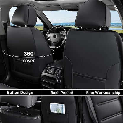 Coverado Car Seat Covers, Front Covers for Cars, Car Seat Cover Front Seats, Car Seat Protector Waterproof, Leather Car Seat Cushion, Universal Interior Covers Seat Protectors for Most Cars Black - Image 3
