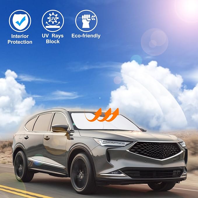 Windshield Sun Shade for 2021-2026 Acura MDX Accessories | Full covered for windshield, Foldable & Durable, Block UV Rays, Reduce Heat, Easy to install, Keep Car Cooler - Image 4