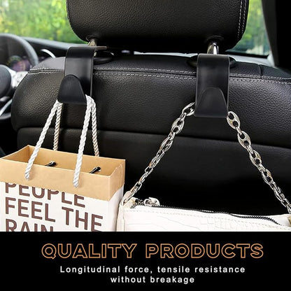 povtii 4PCS Car Seat Headrest Hook, Auto Back Seat Hanging Storage Organizer, Vehicle Seatback Hanger Holder for Purse Handbag Coat Umbrella, Universal Interior Car Accessories (Black) - Image 5
