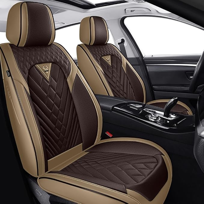 Fit for Toyota GR86 Seat Covers 2022-2026,Premium Leather, 360° Full Protection, Thick Padding & Memory Foam, Waterproof & Stain-Resistant Car Seat Cover Front Set (2 Seat,Brown&Beige) by Unknown
