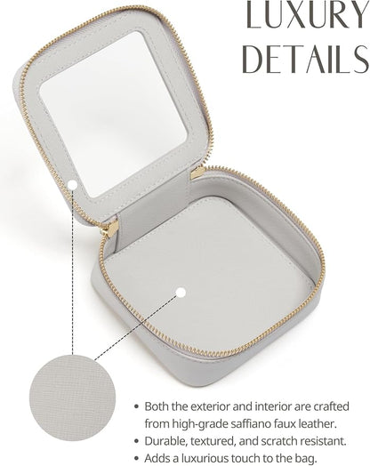 Small Cosmetic Bag for Purse Mini Makeup Bag Cute Clear Make Up Pouch for Travel Tiny Leather White Make Up Organizer Case for Backpack Toiletry Bag Waterproof Square Pouch with Zipper - Image 6