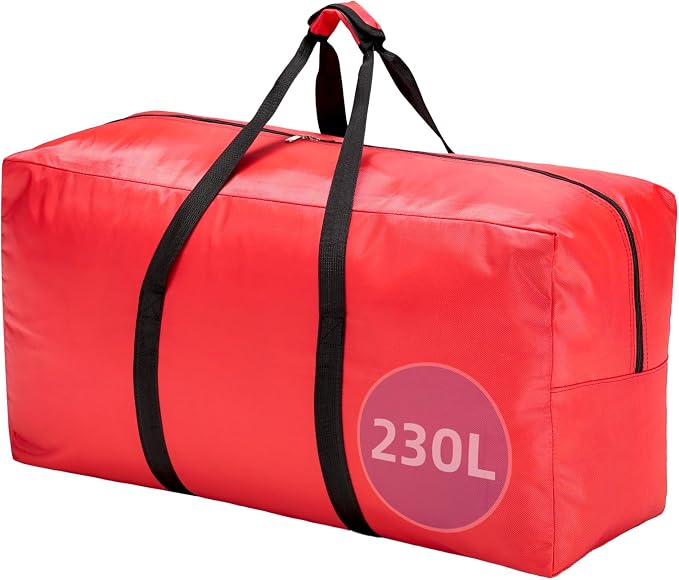 Extra Large travel duffel bag with Strong Handles, 230L Waterproof duffel bag, Durable Zippers, Extra Large Storage Totes for Space Saving and Moving Supplies, Red by Unknown