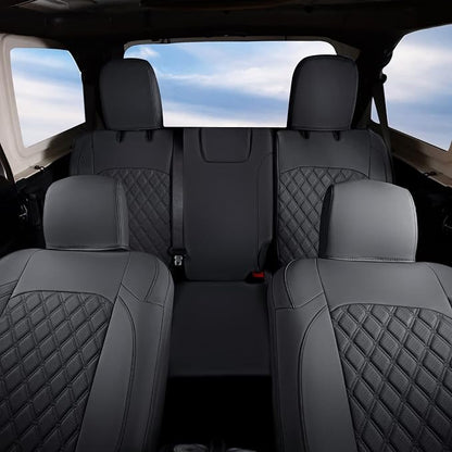 GIANT PANDA Wrangler JL Seat Covers Custom Fit for Jeep Wrangler,Premium Waterproof Faux Leather, 2018 2019 2020 2021 2022 2023 2024 2025 2026 JL 4 Door Without Rear Cup Holder Full Set (Black) - Image 9