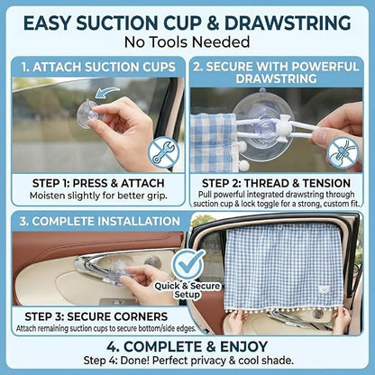 Car Side Window Curtain Sun Shade of 2,Sun Shade with Suction Cup,Car Side Curtains for Vehicle Windows, Sun Shade Privacy Screen (Blue) - Image 6