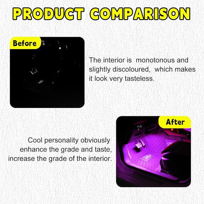 Car LED Strip Light, 48 LEDs RGB Neon Interior Atmosphere Lights, 12V Under Dash Ambient Night Light, USB Port Auto Interior Decorative Lamp, Universal Car Accessories (Pink Purple) - Image 5