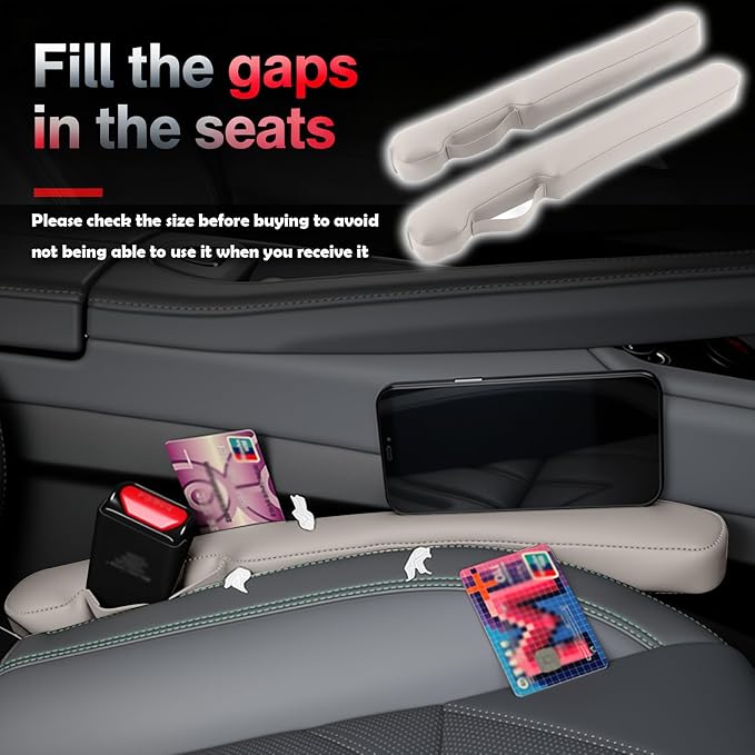 Aokdom 2026 2PCS Upgraded Car Seat Gap Filler with Fixing Ring,Elastic Car Gap Filler to Avoid Dropping Cell Phones/Keys,Essential Cars Gaps Seat Fillers Cars Accessories (Light Beige) - Image 7