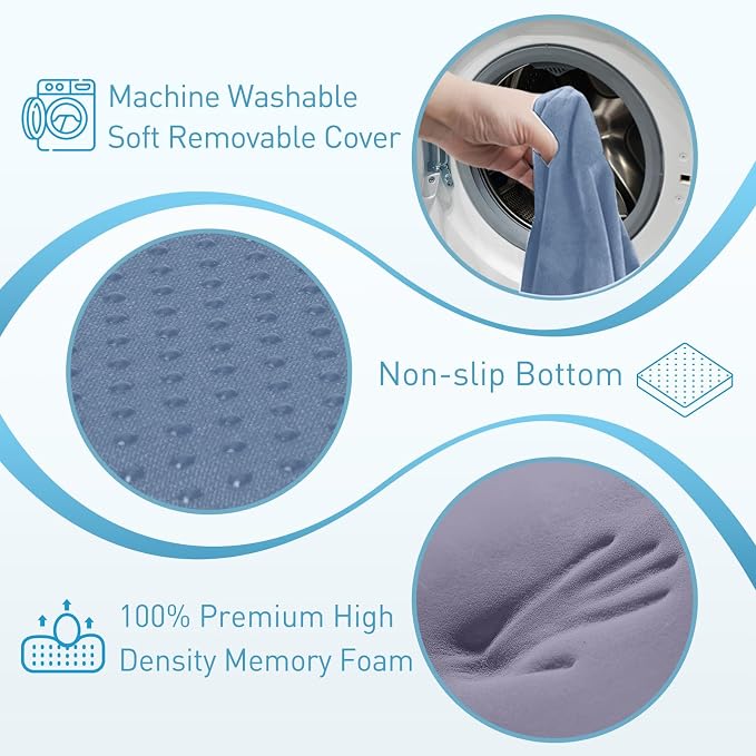 BlissTrends Extra Thick Seat Cushion for Office Chair & Car Seat, Grey&Blue | XX-Large Tailbone & Sciatica Relief, Ergonomic Support, High-Density Memory Foam, Comfort for Extended Sitting - Image 3