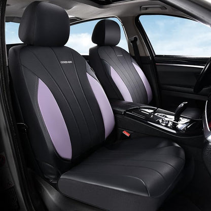 Coverado Seat Covers, Car Seat Covers Full Set, Automotive Seat Covers 5 Seats, Waterproof Car Seat Protectors Universal Fit for SUVs Trucks Sedans-Purple&Black - Image 2