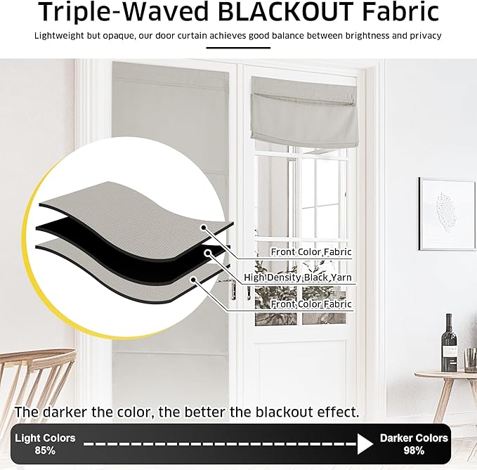 NICETOWN Natural Blackout Door Blinds, No Drill Thermal Insulated Door Shade - Image 4