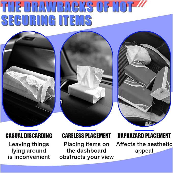 Craedli Car Tissue Holder, Leather Backseat Tissues Box Cover Rectangular Car Napkin Holder for 100-150 Tissues Organizer, Large Napkin Case Auto Headrest Hanging Mask Dispenser for SUV Sedan (Black) - Image 4
