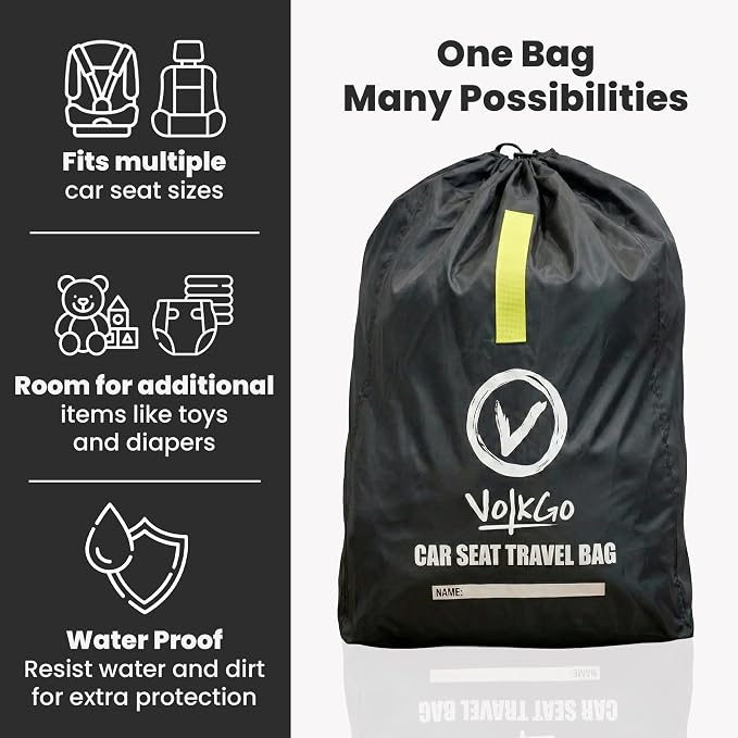 Car Seat Travel Bag for Air Travel - Large Bag for Airplane, Durable & Water-Resistant Protector with Pouch - Universal Size (Black) - Image 4