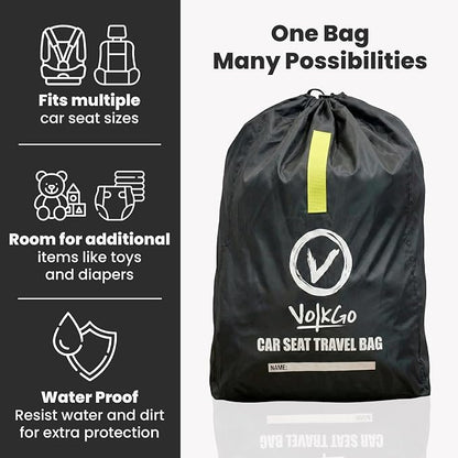 Car Seat Travel Bag for Air Travel - Large Bag for Airplane, Durable & Water-Resistant Protector with Pouch - Universal Size (Black) - Image 4
