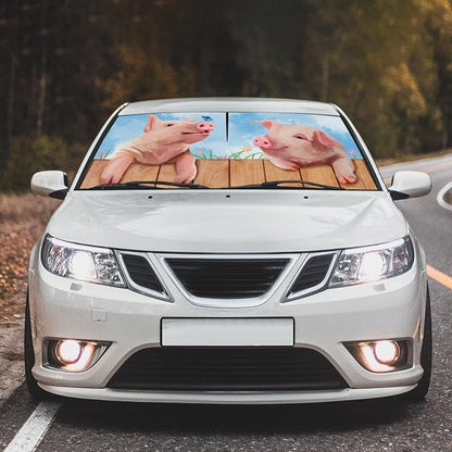 Cute Pig Car Windshield Sunshade Umbrella Car Foldable Umbrella Sunshade for Front Window UV Reflector Auto Windshield Umbrella Sun Shades Cover for Most Vehicles 57'' X 30'' - Image 2