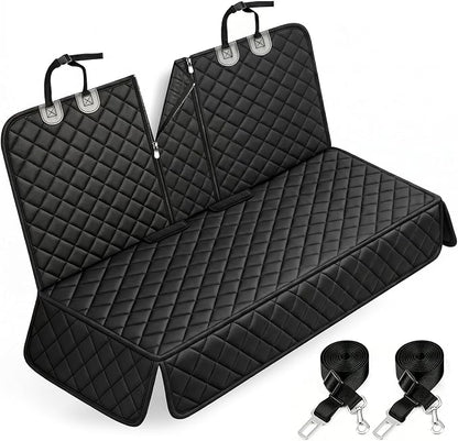 Yuntec Pet Car Seat Cover Back Seat Cover for Dogs (57" Width) - Black | Waterproof Dog Car Seat Protector Scratchproof Durable Rear Seat Cover fits Middle Armrest for Cars Suvs Truck by Yuntec