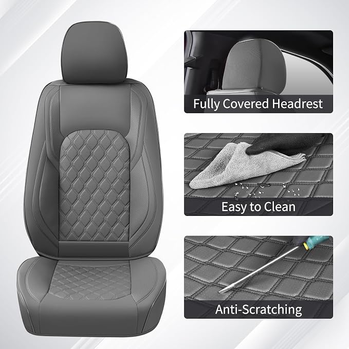 Huidasource Silverado Seat Cover, Sierra Seat Cover fit for Chevy Silverado/GMC 2014-2018 1500, 2015-2019 2500HD 3500HD Crew Double Extended Cab, Thickened Nappa Leather Truck Seat Covers, Black&Blue - Image 6