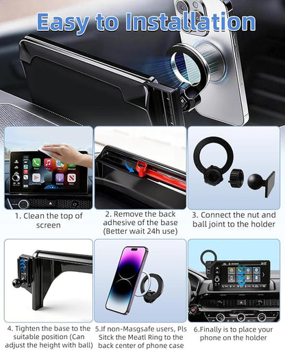 PZK Phone Holder for Toyota Avalon/Hybrid 2019-2022 Accessories 9'' Screen | Magsafe Magnetic Screen Car Phone Mount Fixed Clip Hands-Free 360° Rotation Not Affect Air Vent Phone Cradles Anti-Shake - Image 8