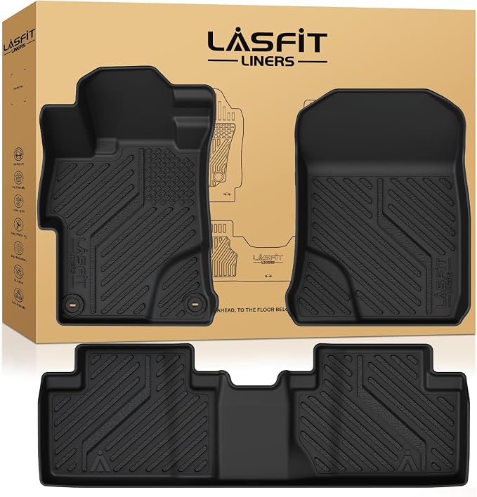 LASFIT All Weather Floor Mats for Honda Civic 2012-2015【Sedan & Si】 | Full Surround TPE Mats, Tall Walls, 3D Custom Fit, Non-Slip, Easy Clean, Tool-Free Install, Vehicle-Specific Accessories by LASFIT