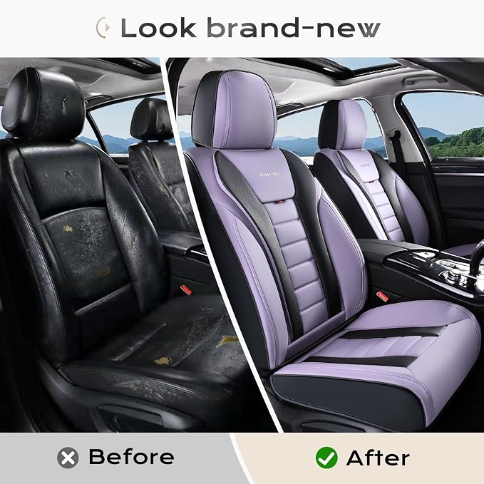 Coverado Car Seat Covers Full Set, Seat Covers for Cars, Front Seat Covers and Back Seat Cover Waterproof Leather Automotive Seat Cover, Universal Car Interior Protectors Cushion for Most Cars - Image 5