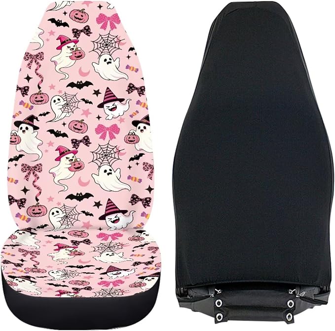 Halloween Ghost Bats Cute Car Seat Covers for Front Seat Only | Washable and Breathable Bucket Seat Covers for Women Automotive Interior Decor Universal for Sedan Truck SUV Van - Image 4