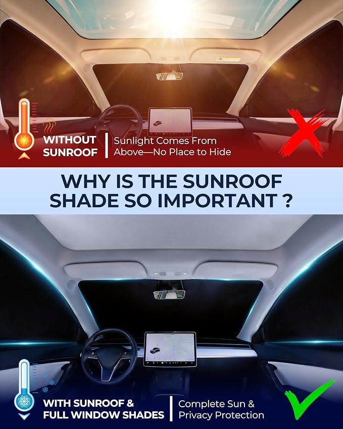 10 Pack Roof Sunshade & Full Window Shades for 25–26 Tesla Model Y Juniper | [with Secure Suction Cups] Privacy Sun Shade Set for Front Windshield Side and Rear Windows, Full Window Covers for Camping - Image 3
