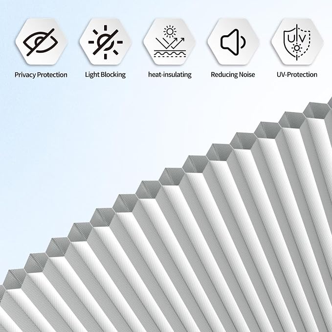 Myshade Arch Window Shades Half Circle Blackout Cellular Shades Cordless No Drill Blinds for Windows Half Moon Honeycomb Fabric No Tools Room Darkening Shades Easy Install (2PCS White 24" W X 12" H) - Image 6