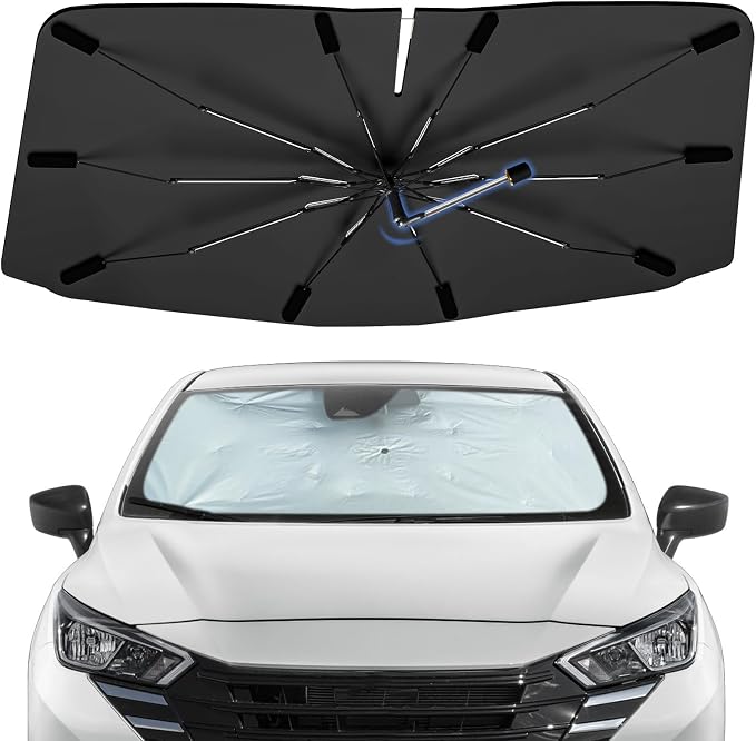 Windshield Sun Shade Umbrella for Nissan Versa 2020-2026 Front Window | Foldable Car Sunshade, 360 Rotation Automotive Interior UV Protection for Outdoor Parking, Keep Car Cool by Bocvam