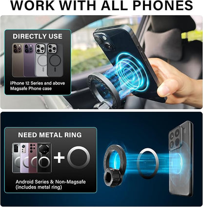 Car Phone Holder for 2019-2025 Toyota RAV4 Accessories 7/8-inch | Strong Magnetic Cell Phone Mount for Magsafe iPhone, 360° Hands-Free No Air Vent Blockage One-Hand Operation Stable Stand - Image 8
