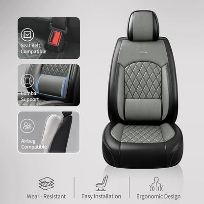 for Subaru Legacy 2008-2026 Car Seat Covers, Full Set, Gray | Luxury Full Coverage Leather Seat Protectors, Waterproof Breathable, Non-Slip, Easy to Install, Airbag Compatible, All-Season - Image 6