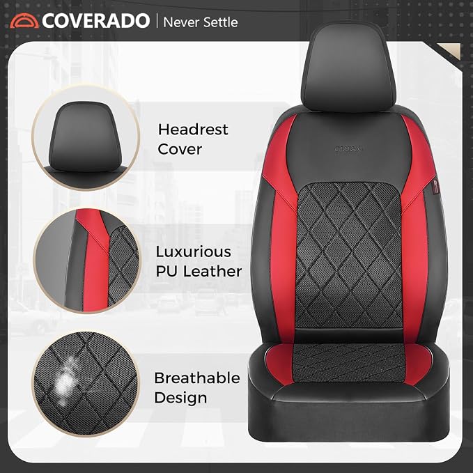 Coverado Car Seat Covers, Seat Covers Full Set, 5 Seats Automotive Seat Cover, Mesh Breathable Seat Protectors, Universal Fit for Most Cars - Image 3