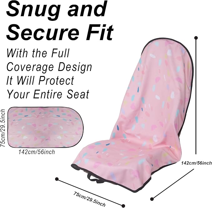 Car Seat Cover Protector Front Seats,for Gym Workout,Running,Swimming,Beach and Hiking,Waterproof Sweat Towel Bucket Seat Covers for Cars SUV Trucks (Pink Marbling, 1Pcs) - Image 3