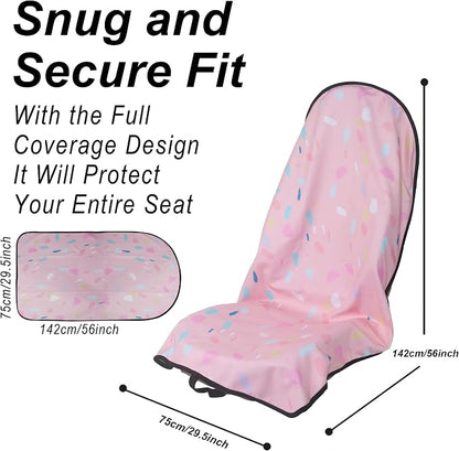 Car Seat Cover Protector Front Seats,for Gym Workout,Running,Swimming,Beach and Hiking,Waterproof Sweat Towel Bucket Seat Covers for Cars SUV Trucks (Pink Marbling, 1Pcs) - Image 3