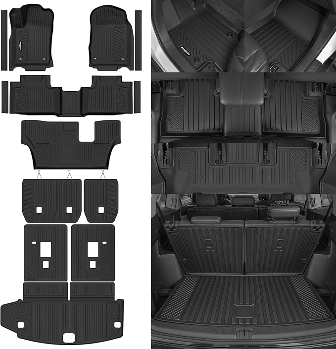Floor Mats for 2013-2015 Dodge Durango 7 Seats/Bench Seats | Trunk Mat and 2nd/3rd Backrest Mat & Door Sill Guard All Weather TPE Protector Full Set Interior Accessories Floor Liners - Image 8