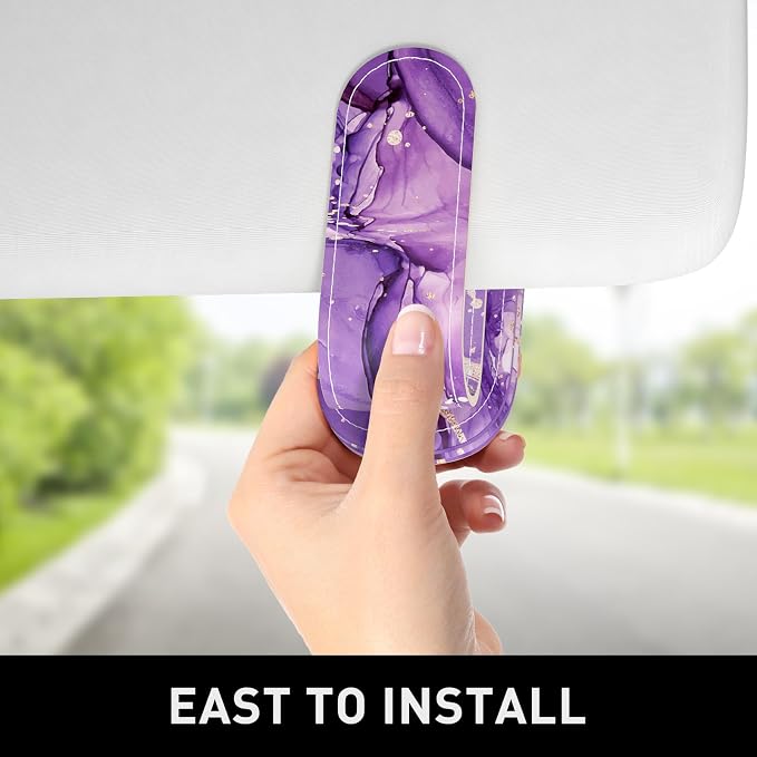 Sunglasses Holder for Car Visor, Magnetic Leather Car Sunglass Holder, Car Sun Visor Glasses Hanger Clip, Car Interior Accessories for Women Men, Fits All Size Eyeglasses - Image 4