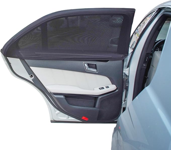 TFY Universal Car Side Window Sun Shade - Protects Your Kids from Sun Burn - Double Layer Design - Maximum Protection - Fit Most of Vehicle - 2 Pieces (Regular Contoured Window) | Universal Fit | Dual Layer | Glare reduction | Easy installation | Light... by TFY