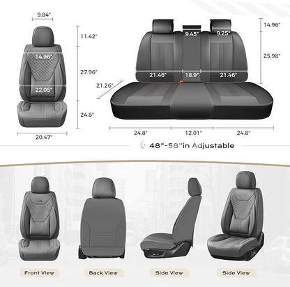 Coverado Car Seat Covers Full Set, Front Seat Covers with Lumbar Support and Back Seat Cover Waterproof Leather Automotive Seat Cover, Universal Car Interior Protectors Cushion for Most Cars - Image 7